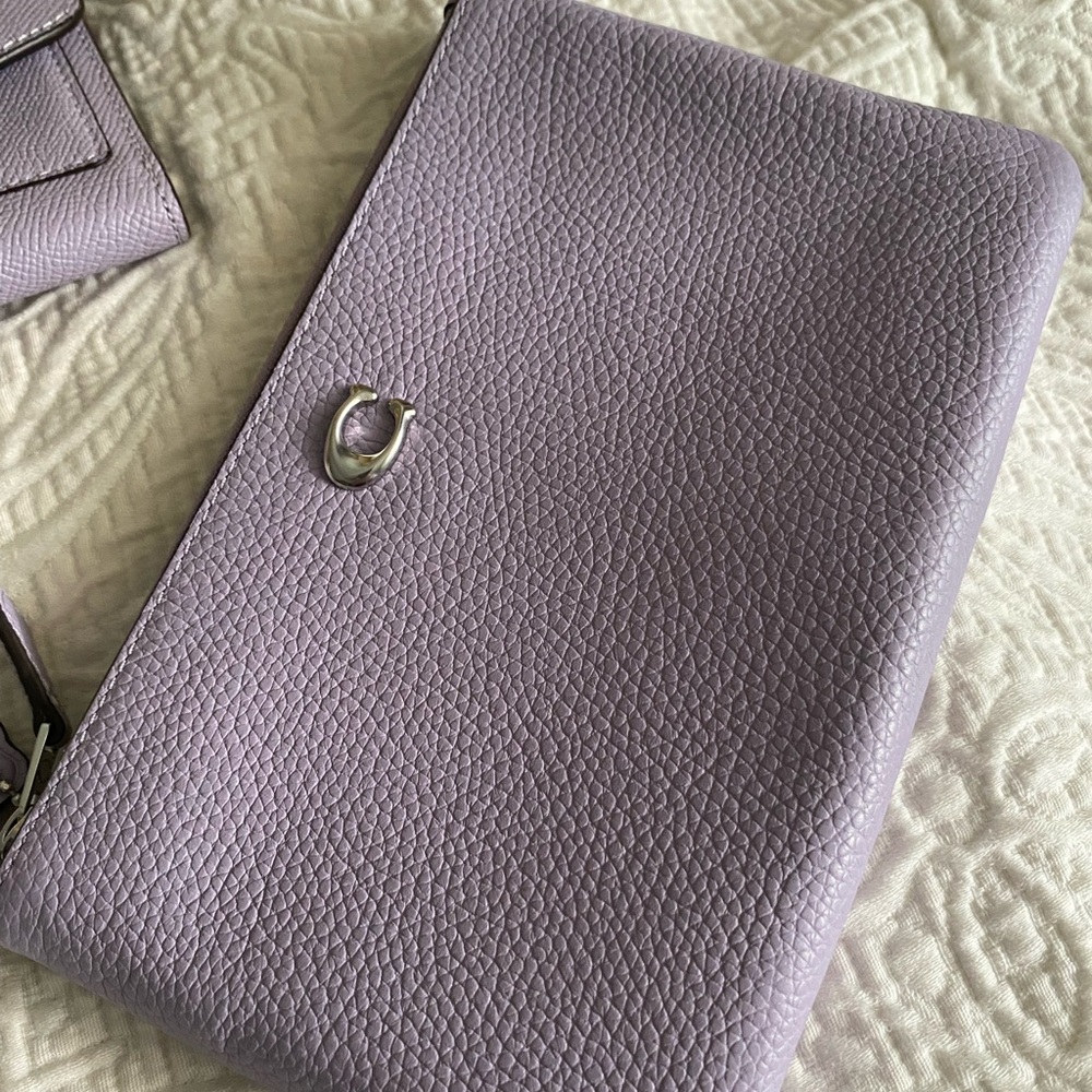 NWOT Coach Wristlet Zip Clutch & Mini Wallet Set Iris Purple/Silver - Picture 7 of 11